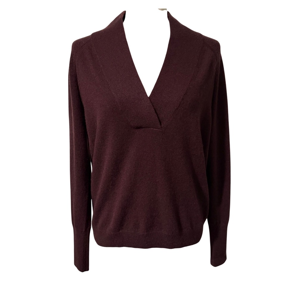 Sundance 100% Cashmere Shawl Collar V-Neck Sweater Burgundy XS Soft Quiet Luxury